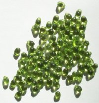 100 4x6mm Transparent Olivine Drop Beads